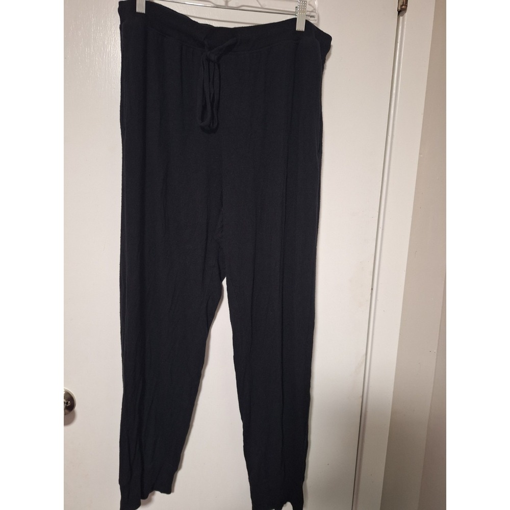 Ambrielle Women's Black Knit Jogger Pants XL Elastic Waist Cozy Lounge